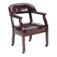Burgundy Captains Guest Chair on Rollers