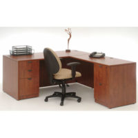 5.5'W x 6.5'D Cherry L-Desk with File Cabinets