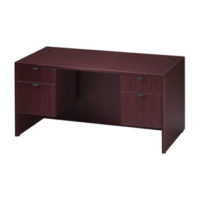 30x60" Mahogany Desk with 2 Hanging Pedestals
