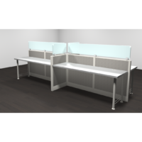 4 Person Benching Workstation Cubicle with Glass Top Panels $3,719 ♦