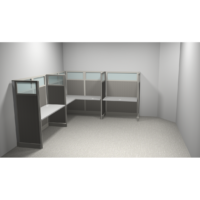 New 3 Person Corner Cubicle Layout, Touchdown Stations