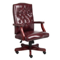 Classic Oxblood Executive Caressoft Chair, Mahogany Wood Finish $500 ♦
