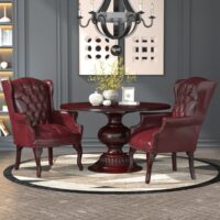 Traditional Oxblood Vinyl Wingback Armchair $605