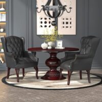 Traditional Black Vinyl Wingback Armchair $605