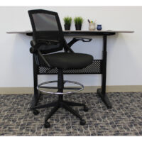 Drafting Stool with Mesh Back and Black Flip-Up Arm $355 ♦