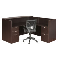 Espresso Reception Desk with Floor-Length Drawers