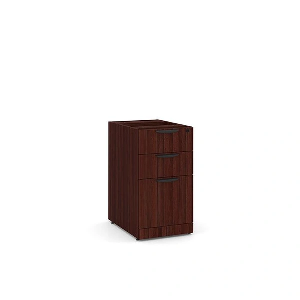 Espresso Reception Desk with Floor-Length Drawers - Image 2