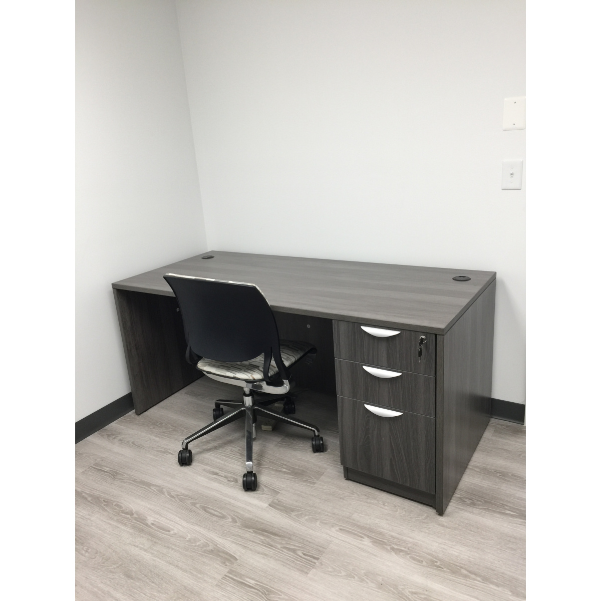 60x30" Artisan Grey Desk with Box-Box-File