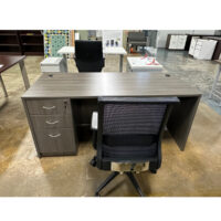 66" x 30" Charcoal Lorell Essentials Desk with Pedestal $629