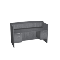 NDI  Reception Desk 3/4 Double Pedestals w/ Bow Transaction Top and Riser 30″ x 71″