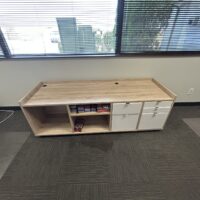 SOLD_Used Aspen and White Low Storage Credenzas