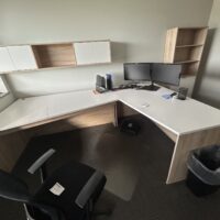 SOLD_Used Aspen and White L Desk Office Set