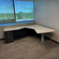 Used Global Zira Left Hand L Desk with Box-Box-File