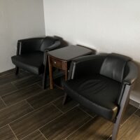 SOLD_Used Low-Profile Lounge Armchairs Set with Accent Table